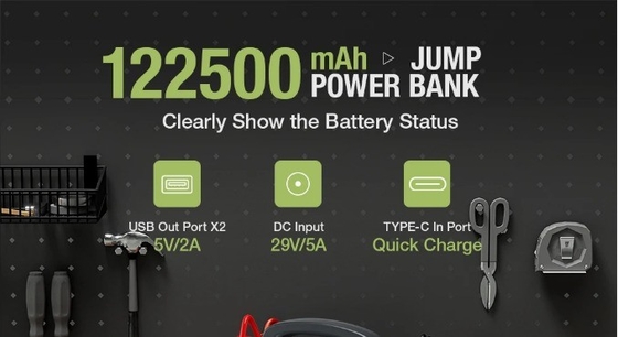 Ψηφιακή οθόνη βαρύ φορητό φορητό Jump Starter για μπαταρία αυτοκινήτου