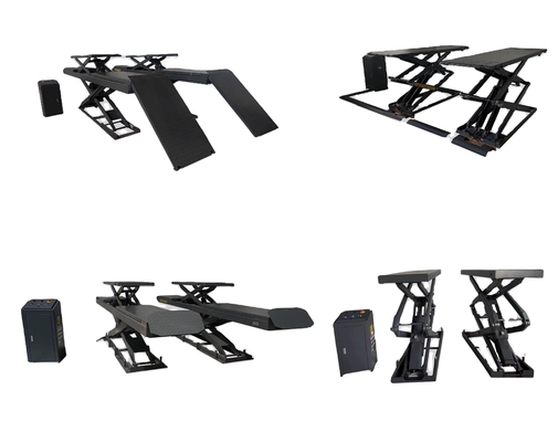 110mm MIN ύψος 4,0 τόνων χωρητικότητα βαρύ φορτίο Twin Scissor Car Lifter για συντήρηση αυτοκινήτων