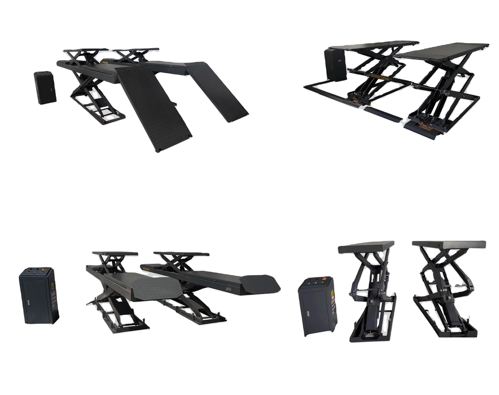 110mm MIN ύψος 4,0 τόνων χωρητικότητα βαρύ φορτίο Twin Scissor Car Lifter για συντήρηση αυτοκινήτων